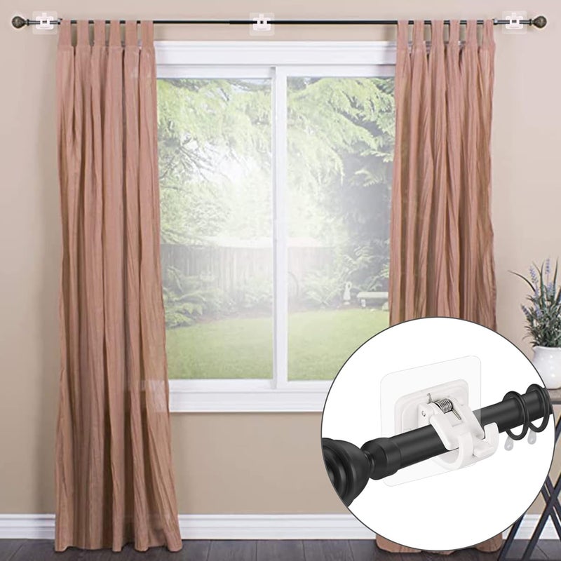 Codoule 2PCS No Drill Curtain Rod Brackets No Drilling Curtain Rod Holders Self Adhesive Curtain Rod Hooks Nail Free Adjustable Curtain Hangers,Non Screw Damage Stick On Drapery Rod Bracket for Wall Window - Image 2